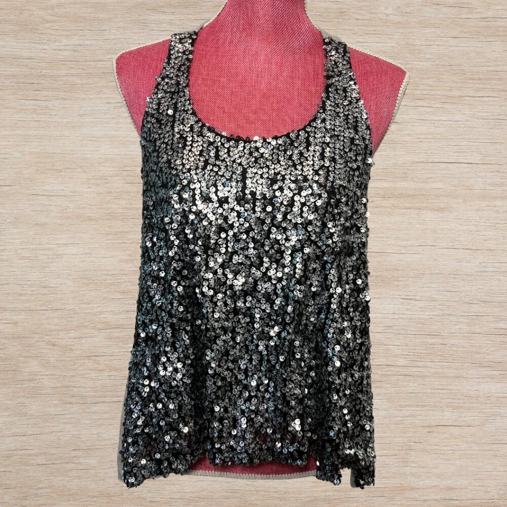 Vintage Havana Y2K Sequin Grey Hi-Low Racerback Tank Top Women’s Size Medium